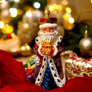 Stunning Christopher Radko “King of Joy” Santa Large Glass Ornament 1998 Retired